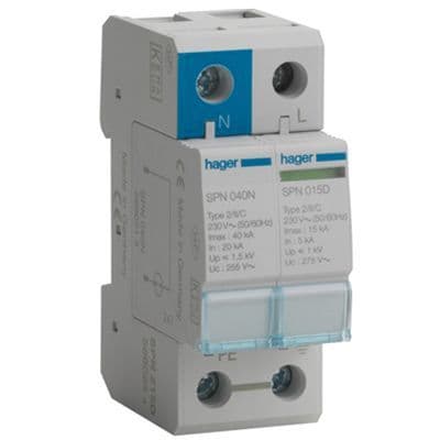 hager vme02spd type 2 surge protection kit spd 2p 15ka (2) 5513 p